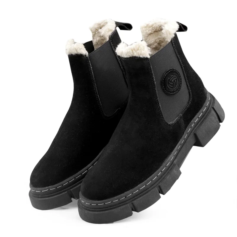 Bacca Bucci Black Alpine Armor Chelsea Snow Boots with Suede and Fur for Men | Best Price UAE